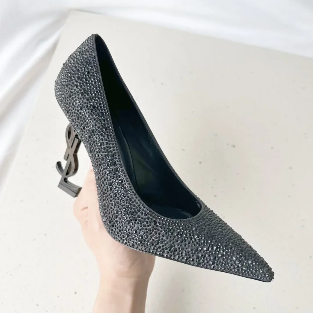 Saint Laurent Opyum Pumps In Rhinestones Black