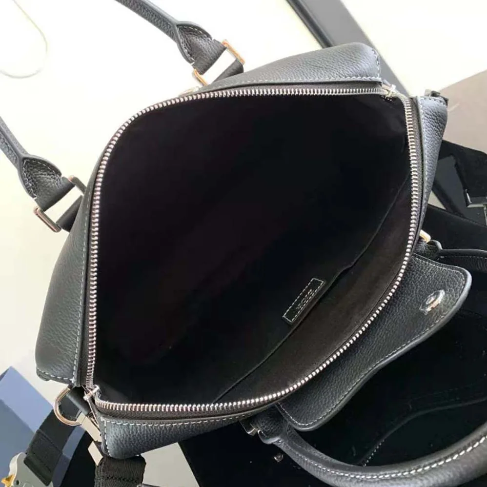 Dior Lingot Briefcase Black Grained Calfskin for Men
