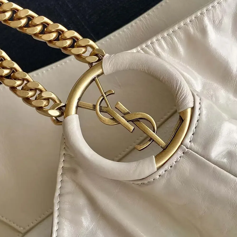 Saint Laurent YSL Hortense Hobo In Shiny Leather White for Women Saint Laurent YSL Hortense Hobo In Shiny Leather White for Women