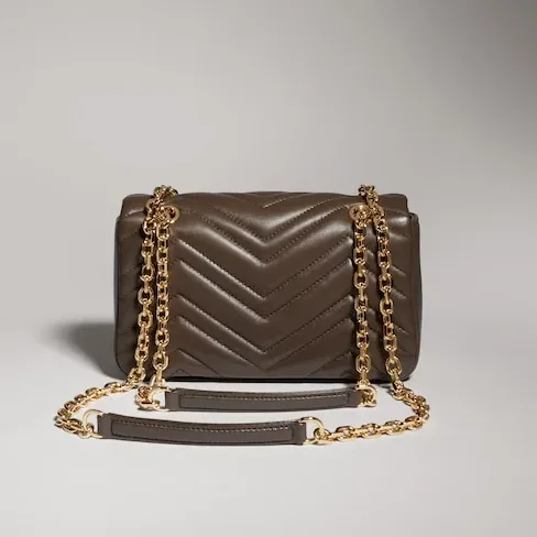 Gucci Marmont Small Shoulder Bag in Dark Taupe Gold Hardware