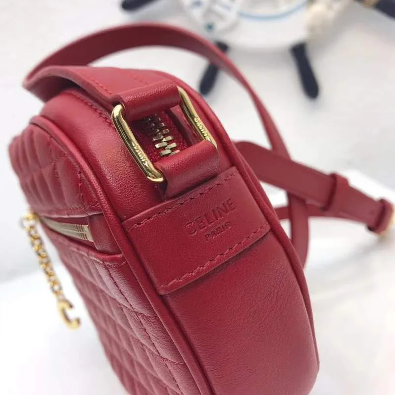 Celine Small C Charm Bag in Quilted Calfskin for Women in Red Celine Small C Charm Bag in Quilted Calfskin for Women in Red