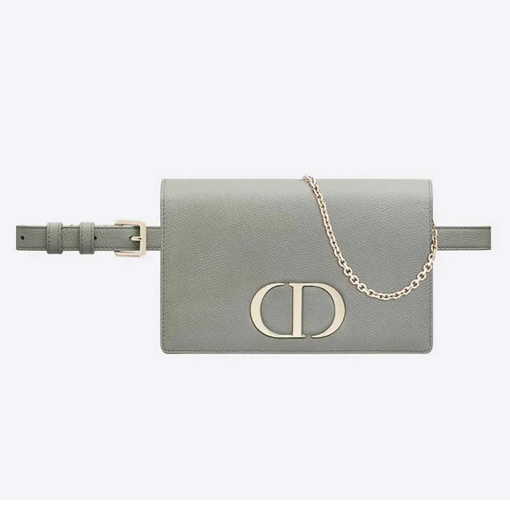 Dior 30 Montaigne 2-in-1 Pouch Stone Grained Calfskin for Women in Silver