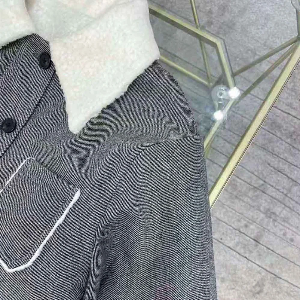 Dior Faux-Shearling Caro Jacket Gray Technical Cotton Drill for Women