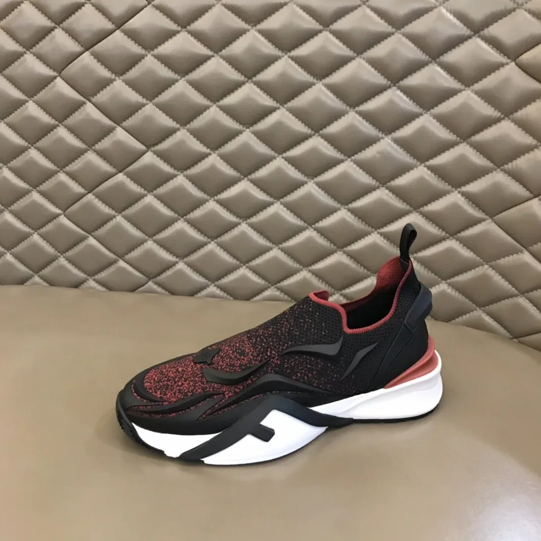 FD Fendi Flow Running Sneakers Black And Red