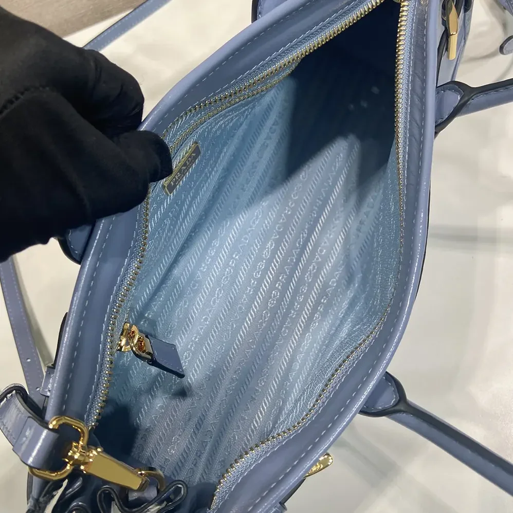 Prada Bonnie Medium Leather Handbag for Women in Light Blue Prada Bonnie Medium Leather Handbag for Women in Light Blue