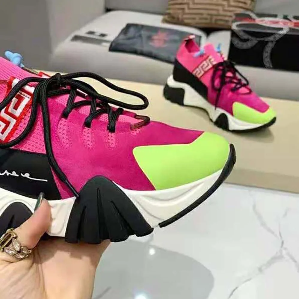 Versace Squalo Knit Sneakers for Women in Rose