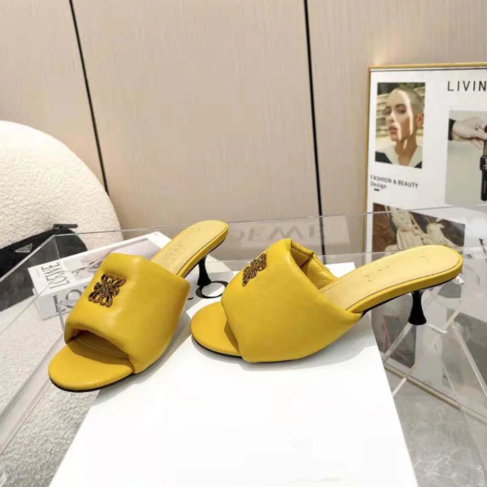 Loewe Anagram Padded Mule in Lambskin for Women in Orange