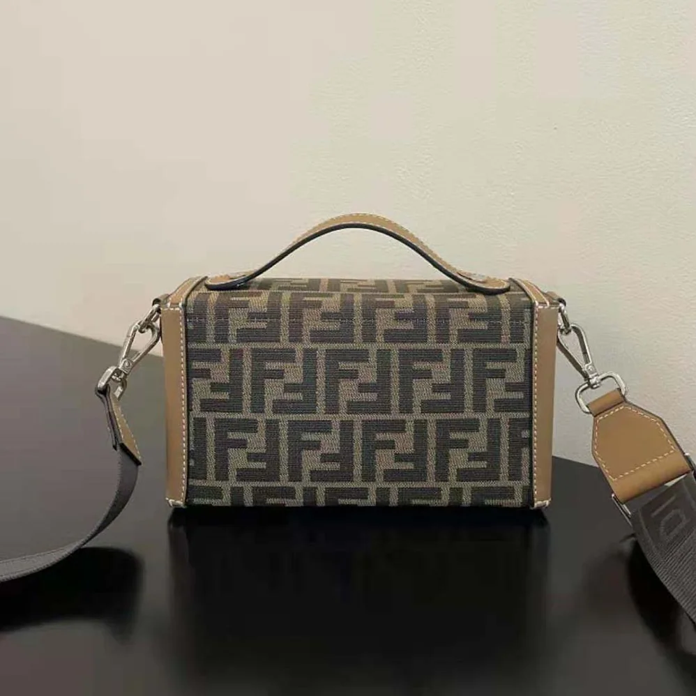 Fendi Baguette Soft Trunk Brown FF Fabric Bag for Men