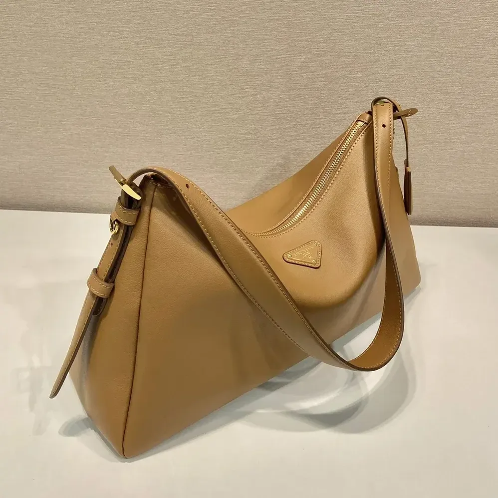 Prada Aimée Large Leather Shoulder Bag for Women in Brown Prada Aimée Large Leather Shoulder Bag for Women in Brown