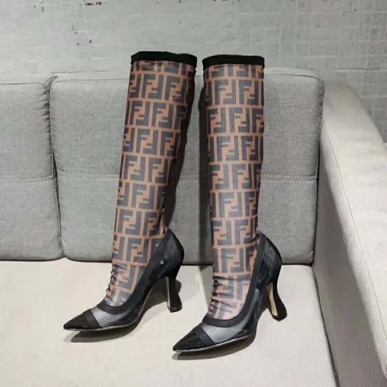 Fendi Shoes Black Technical Mesh Boots for Women Fendi Shoes Black Technical Mesh Boots for Women