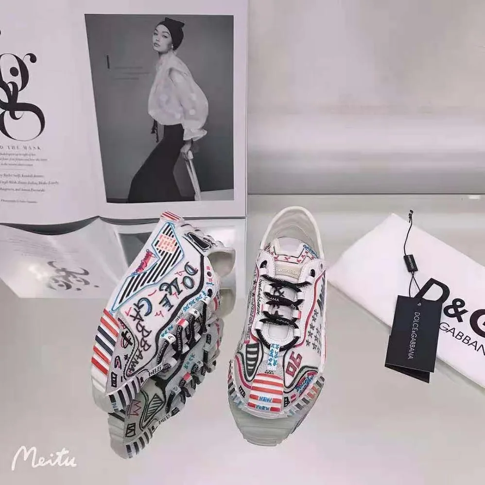 Dolce Gabbana D&G Mixed-Materials New York NS1 Slip for Unisex in on Sneakers Dolce Gabbana D&G Mixed-Materials New York NS1 Slip for Unisex in on Sneakers