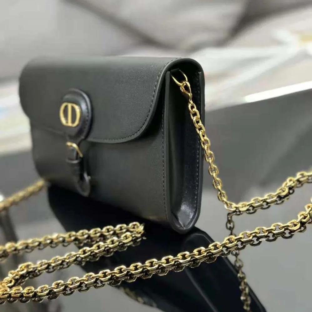 Dior Bobby East-west Pouch with Chain Black Smooth Calfskin for Women