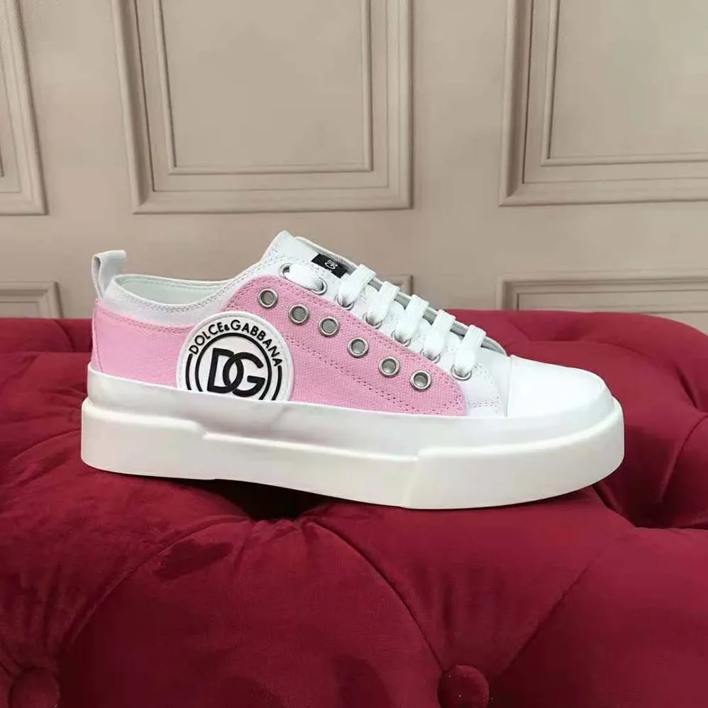 Dolce Gabbana D&G Two-tone Canvas Portofino Light Sneakers with DG Logo for Women Dolce Gabbana D&G Two-tone Canvas Portofino Light Sneakers with DG Logo for Women