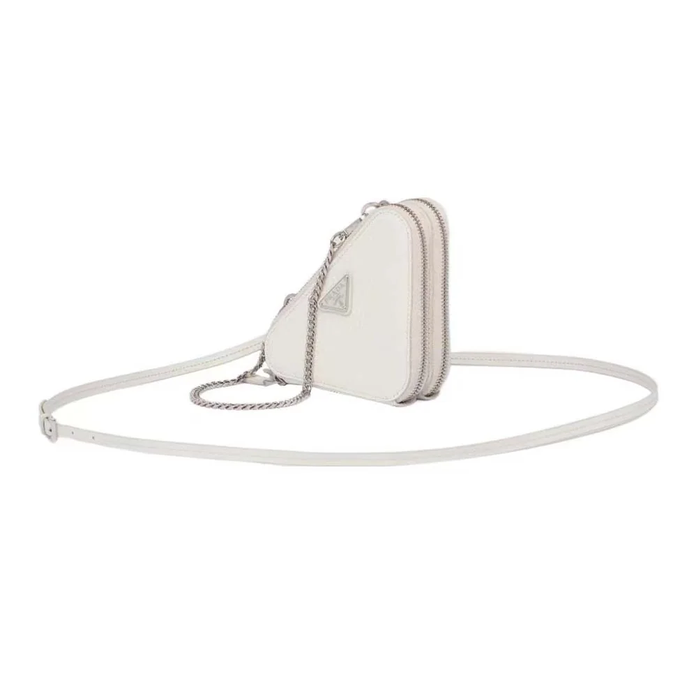 Prada Saffiano Leather Mini Pouch for Unisex in White Prada Saffiano Leather Mini Pouch for Unisex in White