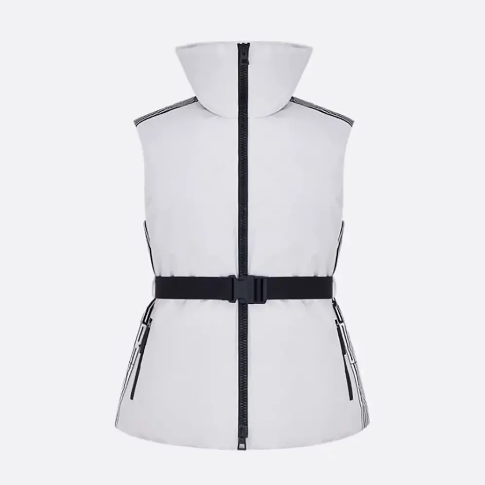 Dior DiorAlps Belted Puffer Vest White Padded Technical Taffeta for Women Dior DiorAlps Belted Puffer Vest White Padded Technical Taffeta for Women