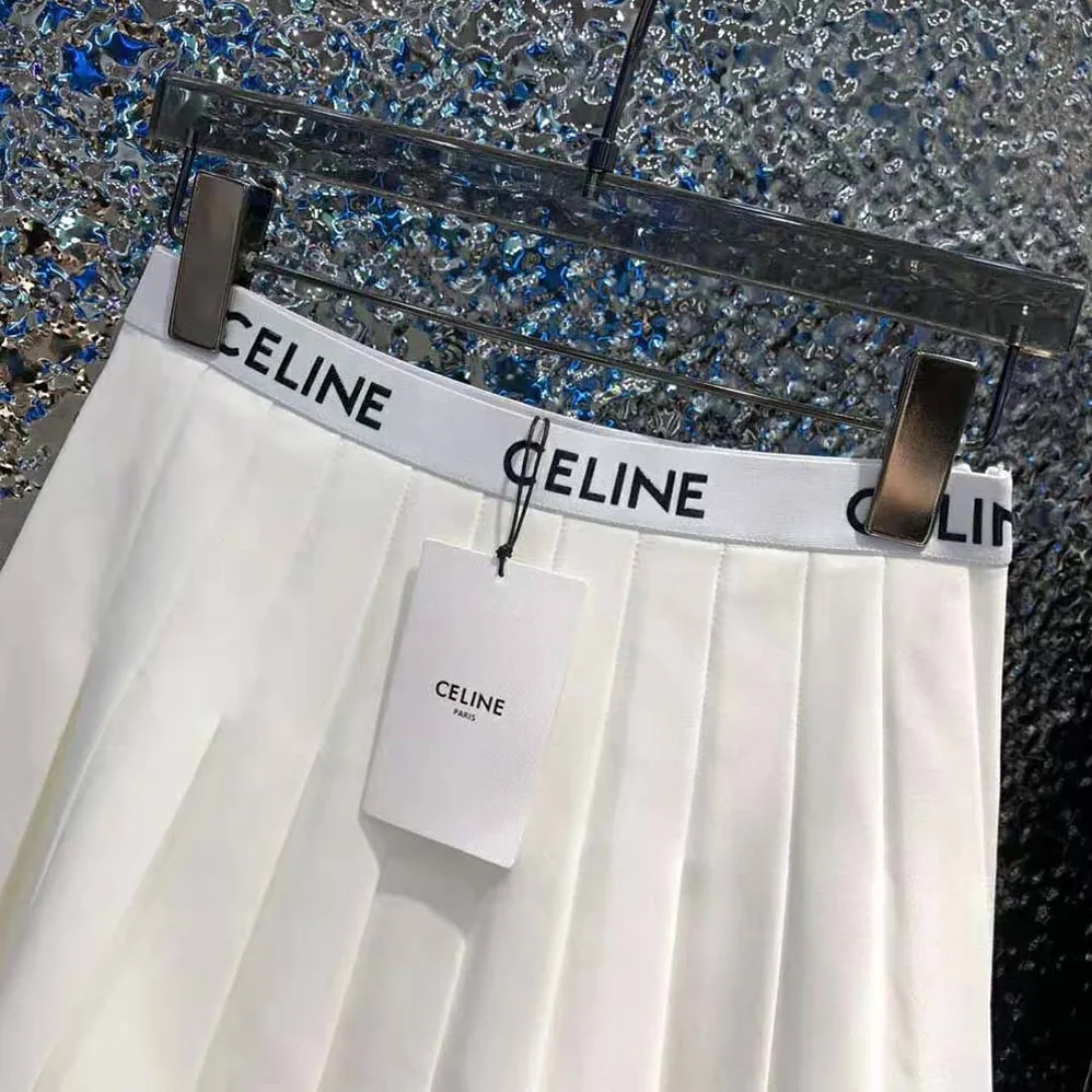 Celine Short Pleated Skirt in Cotton Piqué for Women in White