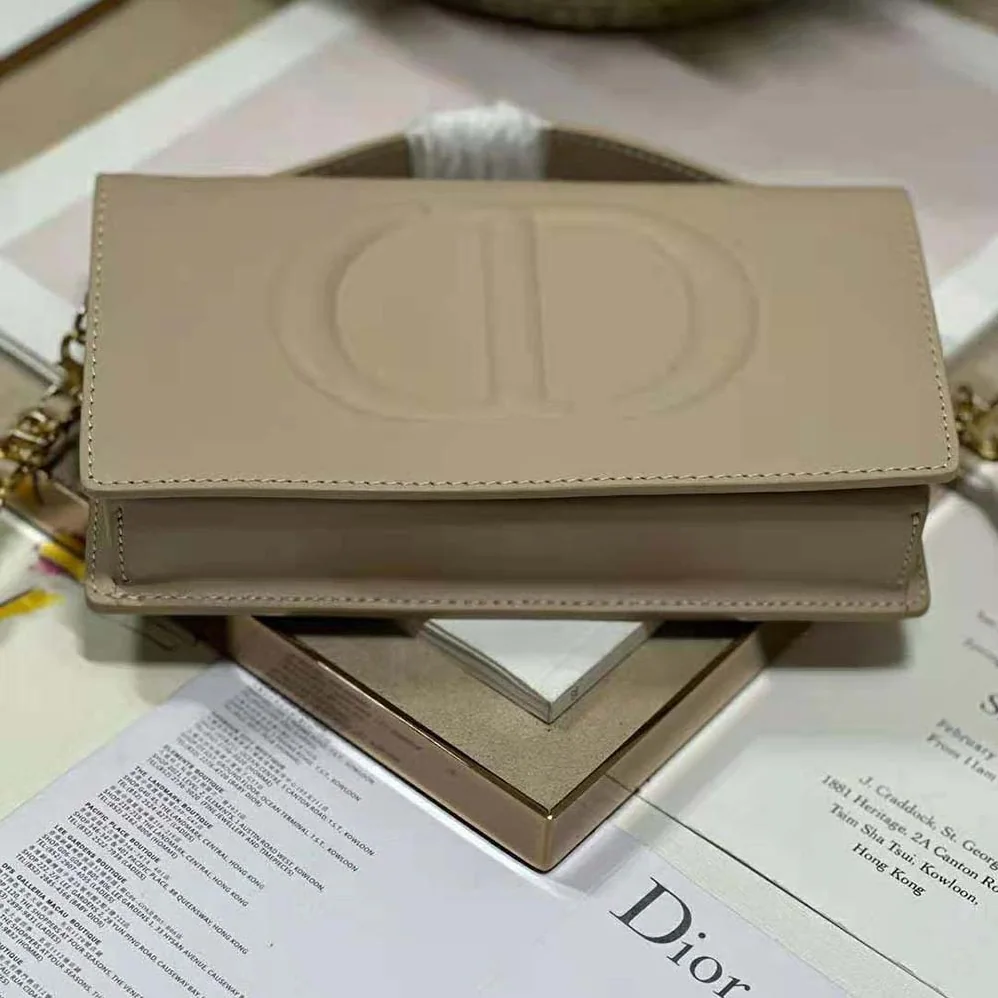 Dior CD Signature Mini Bag Powder Beige Calfskin with Embossed CD Signature for Women