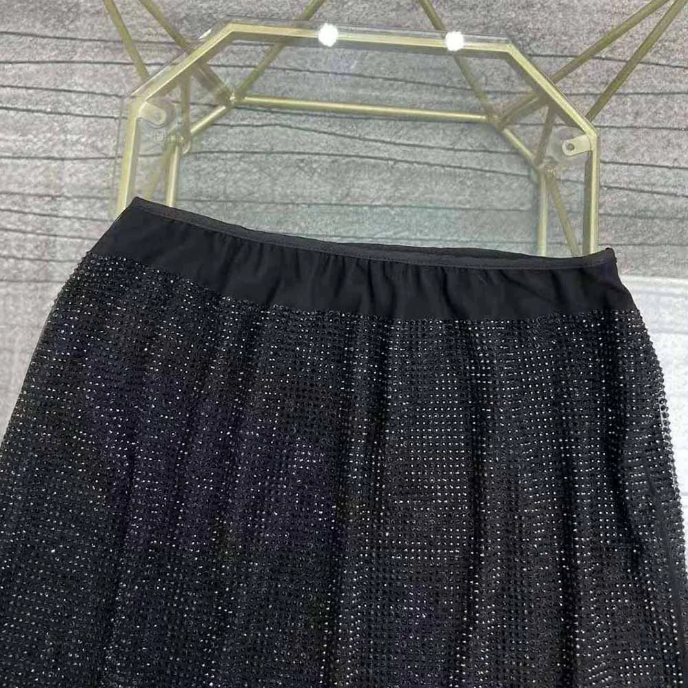 Prada Chiffon Mini Skirt with Micro Studs for Women in Black