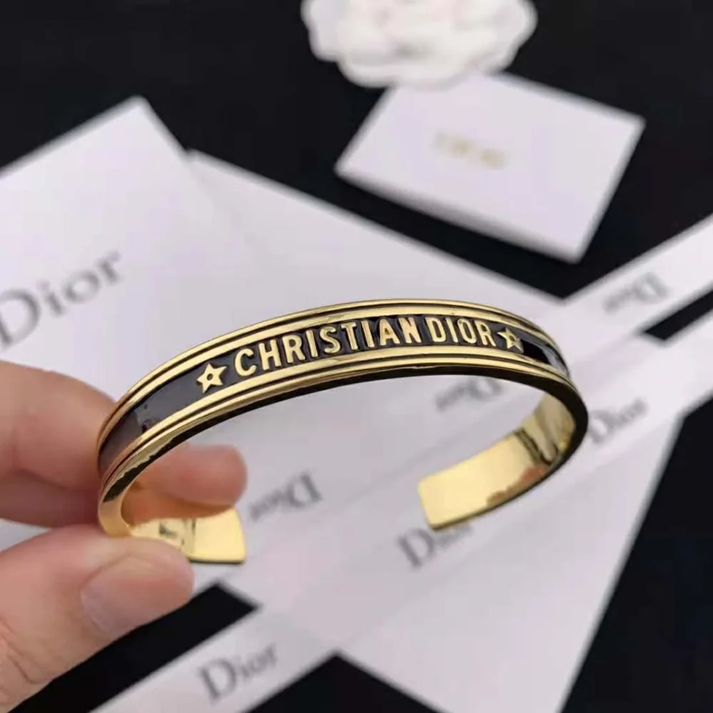 Dior Code Bangle Gold-Finish Metal and Black Lacquer for Women