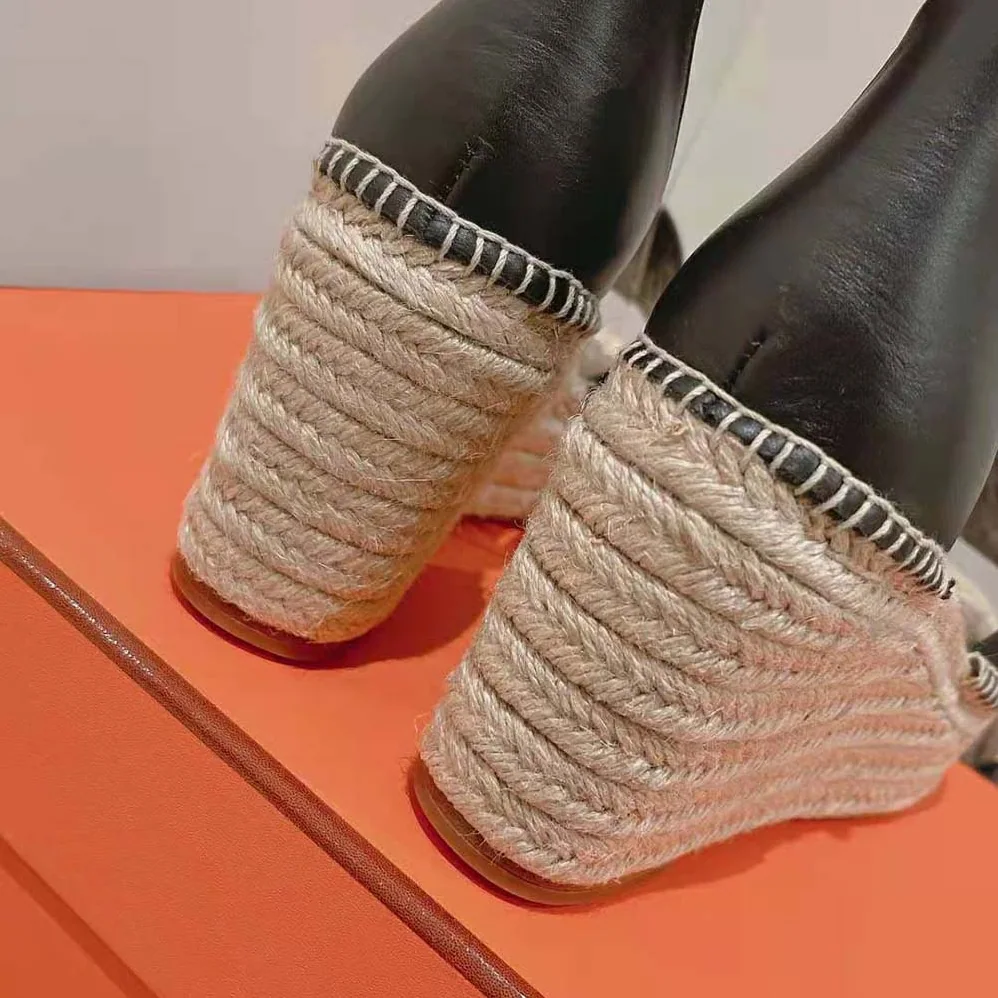Hermes Tipoli Espadrille in Calfskin with Wrap-Around Ankle Strap for Women in Black Hermes Tipoli Espadrille in Calfskin with Wrap-Around Ankle Strap for Women in Black