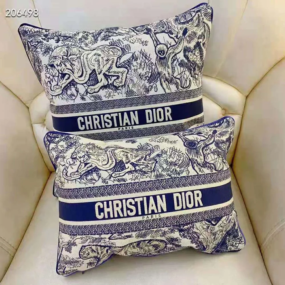 Dior Large Rectangular Pillow Blue Toile de Jouy for Women Dior Large Rectangular Pillow Blue Toile de Jouy for Women