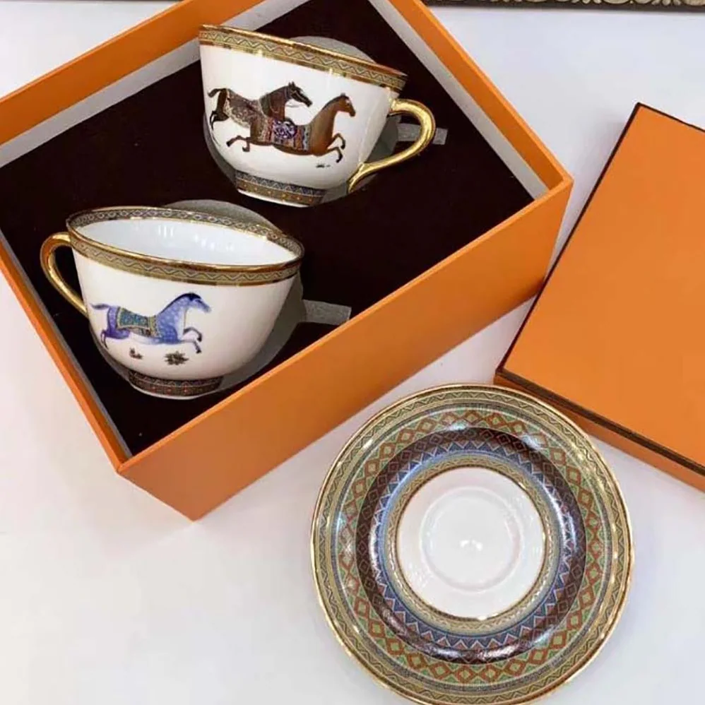 Hermes Cheval D'Orient Tea Cup and Saucer for Unisex Hermes Cheval D'Orient Tea Cup and Saucer for Unisex