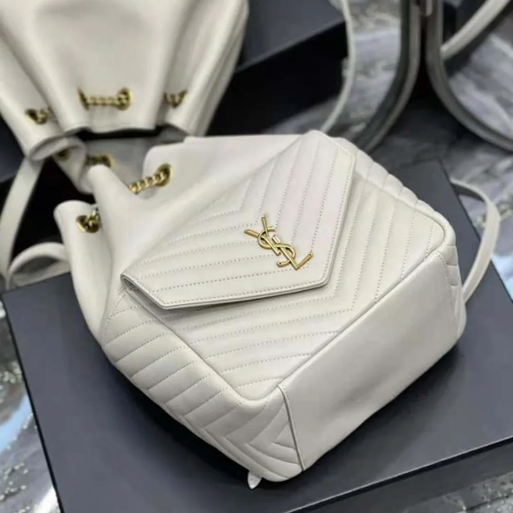 Saint Laurent YSL Joe Backpack in Lambskin for Women in White