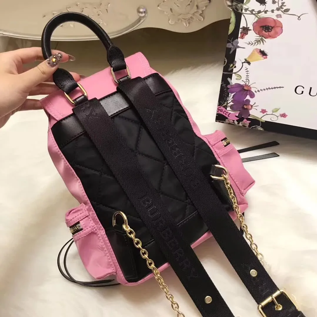Burberry Medium Rucksack in Technical Nylon and Leather in Pink Burberry Medium Rucksack in Technical Nylon and Leather in Pink