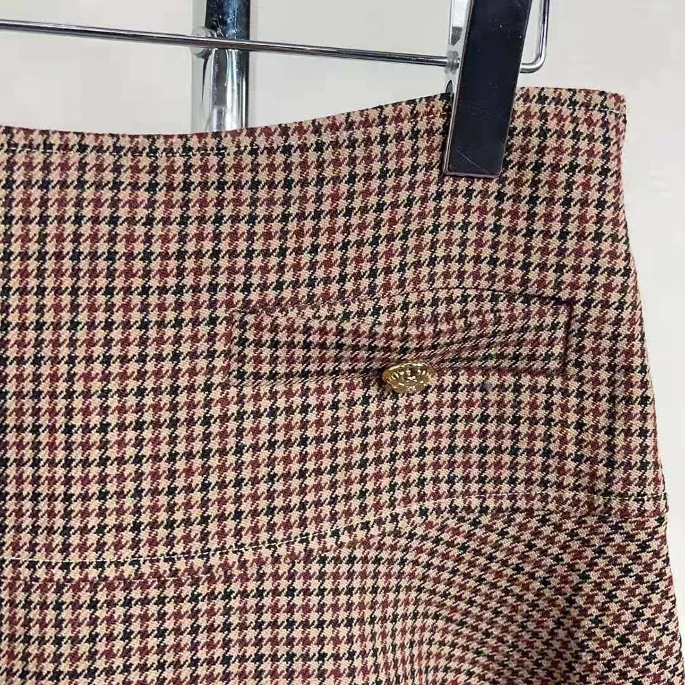 Celine Mini Skirt in Double Houndstooth Wool for Women Celine Mini Skirt in Double Houndstooth Wool for Women