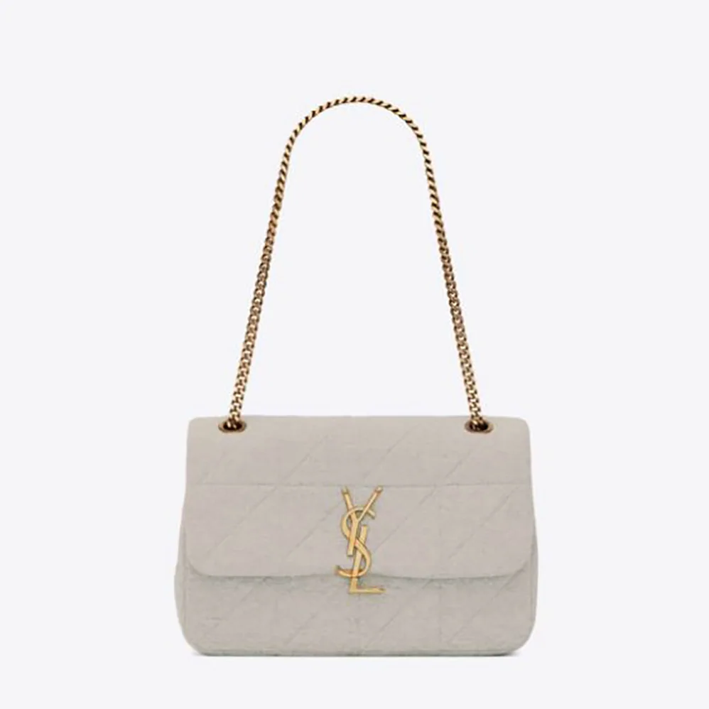 Saint Laurent YSL Jamie Medium Carre Rive Gauche in Jersey for Women in Silver