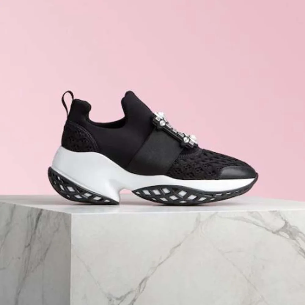 Roger Vivier Viv' Run Strass Buckle Sneakers for Women in Black Roger Vivier Viv' Run Strass Buckle Sneakers for Women in Black