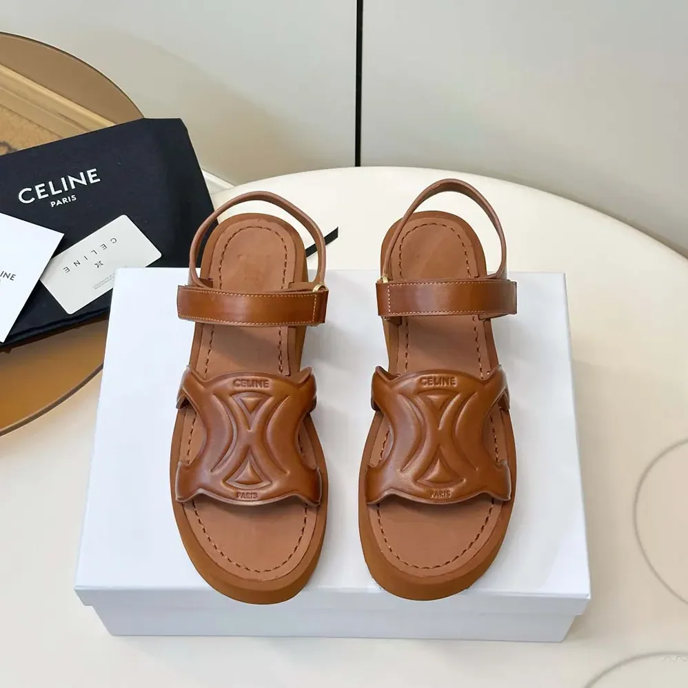 Celine Sunny Sandal in Calfskin – Vegetal Tanning for Women in Tan Celine Sunny Sandal in Calfskin – Vegetal Tanning for Women in Tan