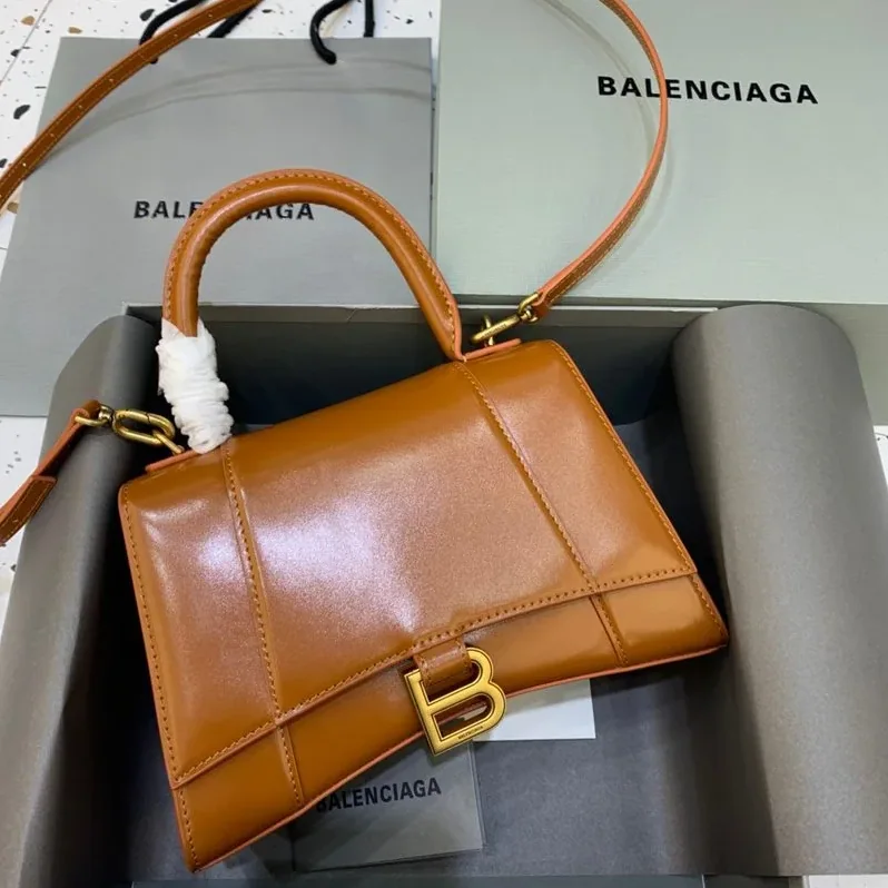 Balenciaga Hourglass Small Handbag In Brown