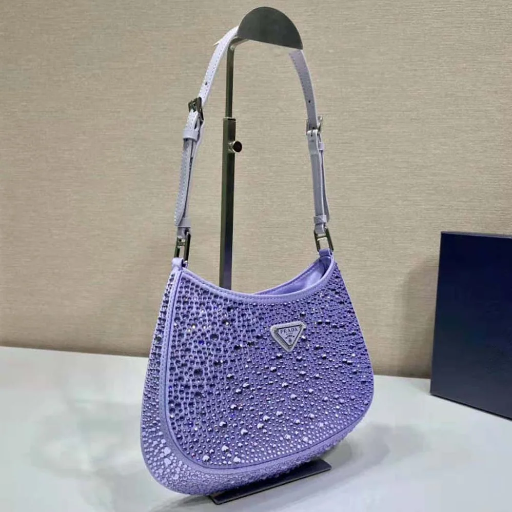 Prada Cleo Satin Bag with Appliques for Women in Purple