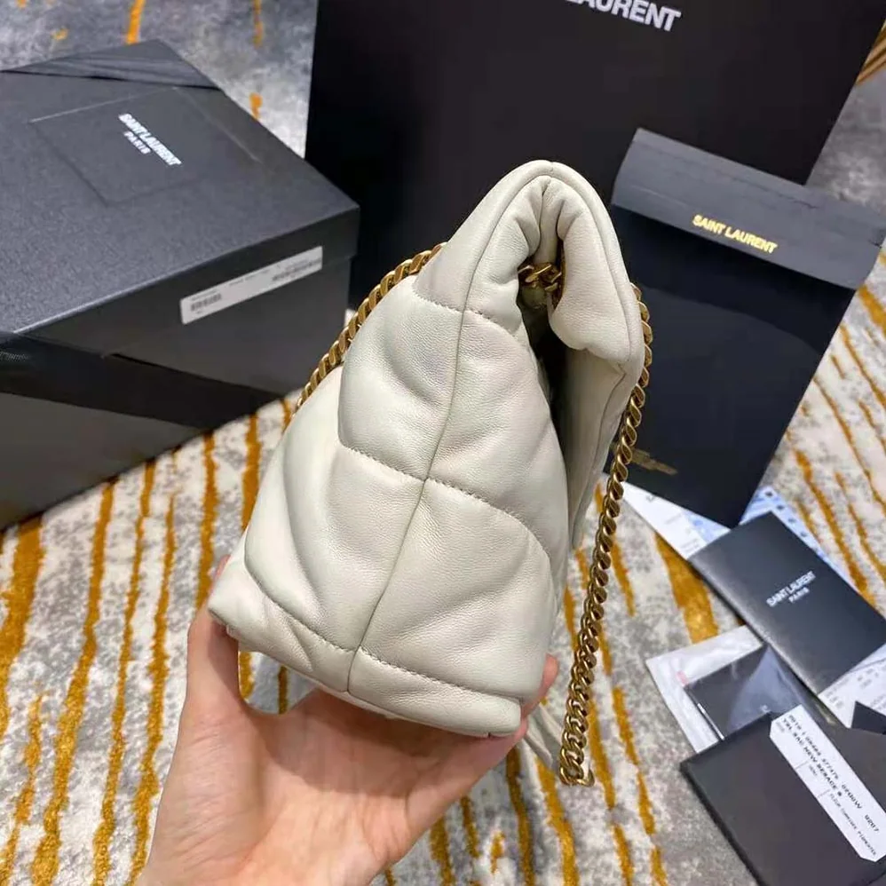Saint Laurent YSL Loulou Puffer Small Bag in Quilted Lambskin for Women in White
