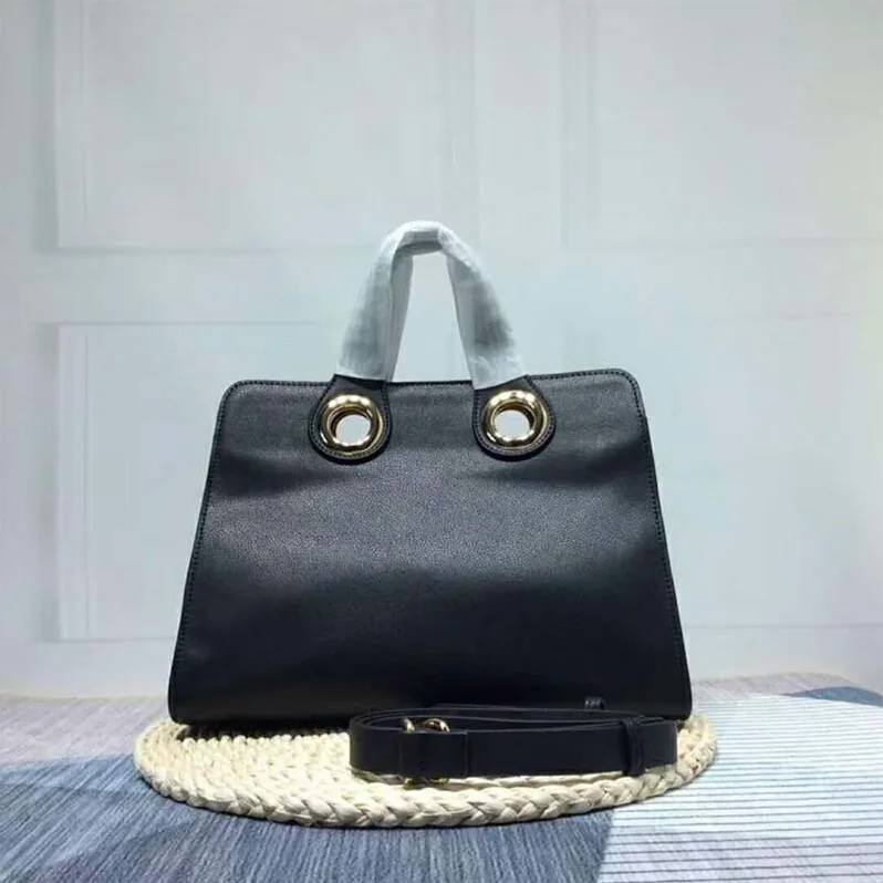 Burberry The Leather Crest Grommet Detail Tote for Women in Black