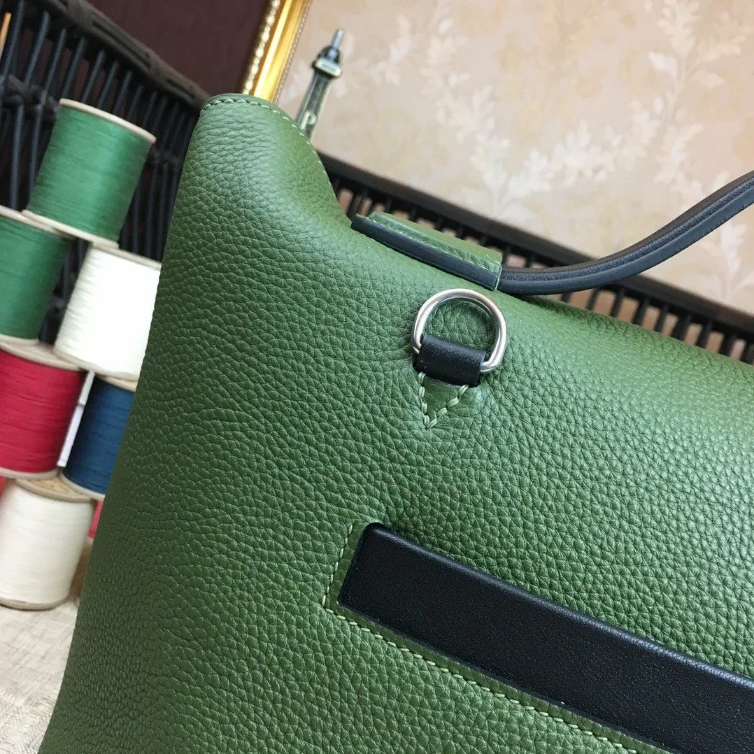 Hermes Clemence Swift Green Silver Hardware Hermes Clemence Swift Green Silver Hardware