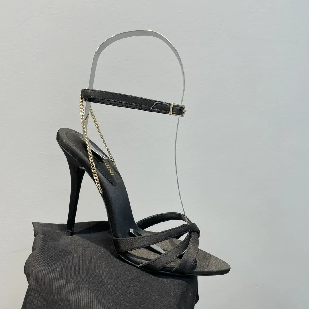 Saint Laurent Melody Sandals In Crepe Satin Black