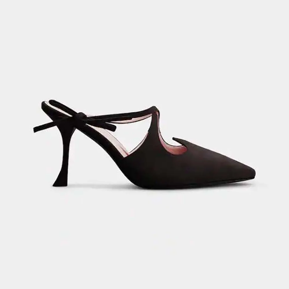 Roger Vivier I Love Vivier Bow String Mules in Suede for Women in Black
