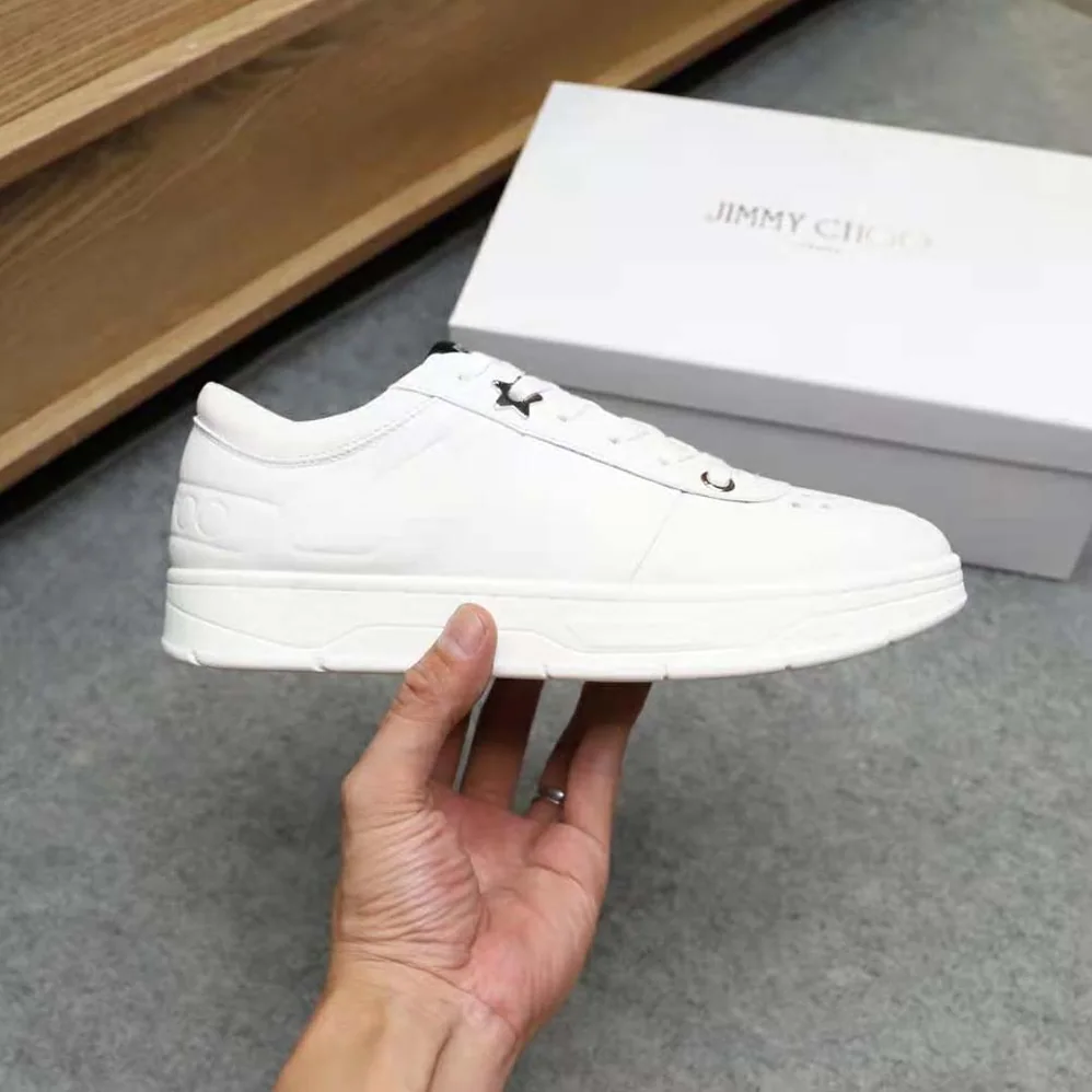 Jimmy Choo Hawaii/M White Calf Leather Lace for Men in Up Trainers