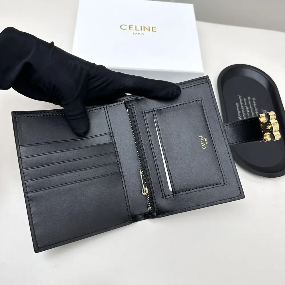 Celine Medium Strap Wallet Nino in Supple Grained Calfskin for Women in Black Celine Medium Strap Wallet Nino in Supple Grained Calfskin for Women in Black