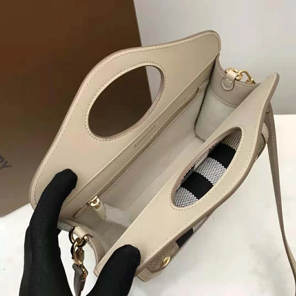 Burberry Mini Check Canvas and Leather Pocket Bag for Women Burberry Mini Check Canvas and Leather Pocket Bag for Women