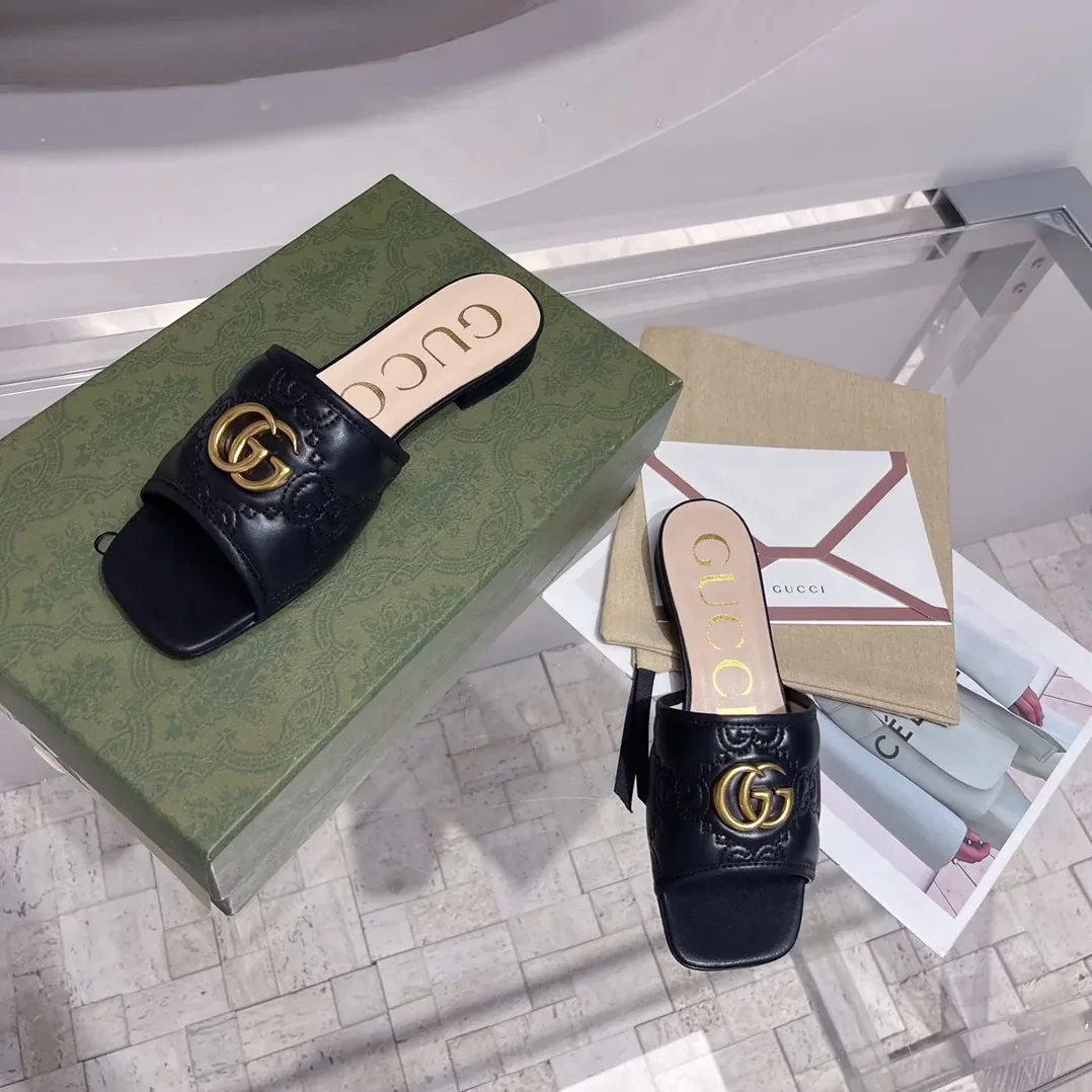 Gucci Slide Sandal With Double G Black for Women
