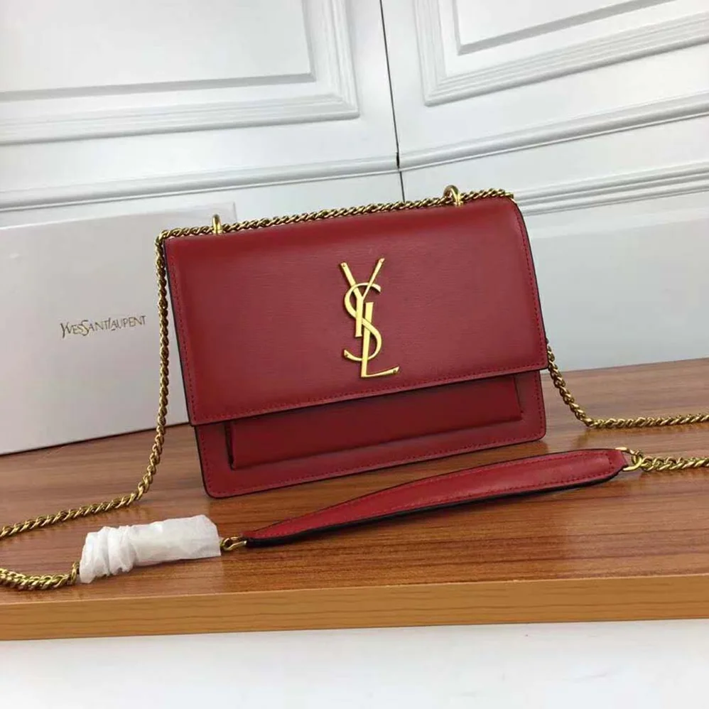 Saint Laurent YSL Sunset Medium in Smooth Leather for Women in Red