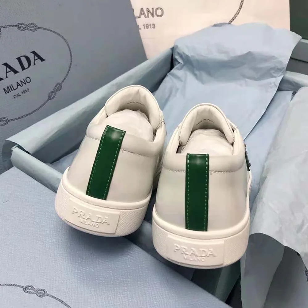Prada Brushed Leather Sneakers for Men in Green