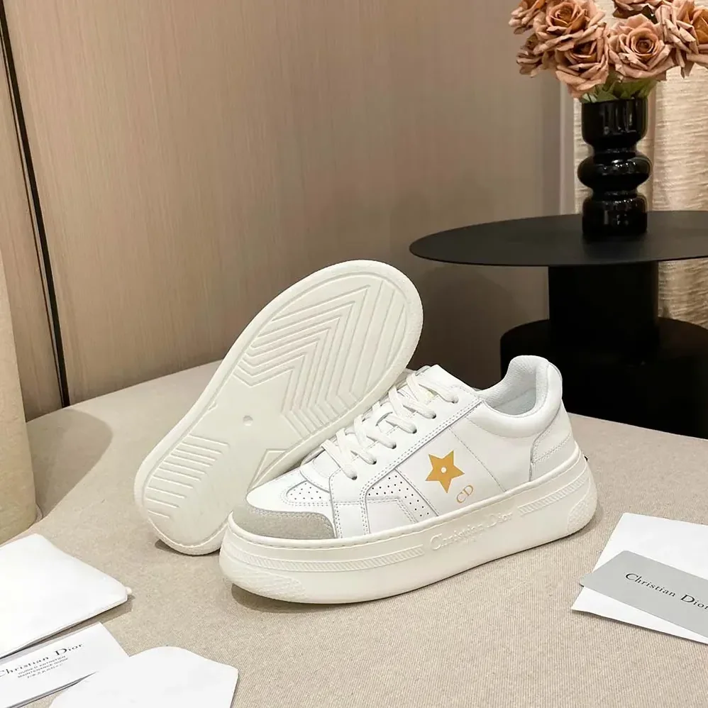 Dior Dior Star Platform Sneaker White Calfskin and Suede for Women Dior Dior Star Platform Sneaker White Calfskin and Suede for Women