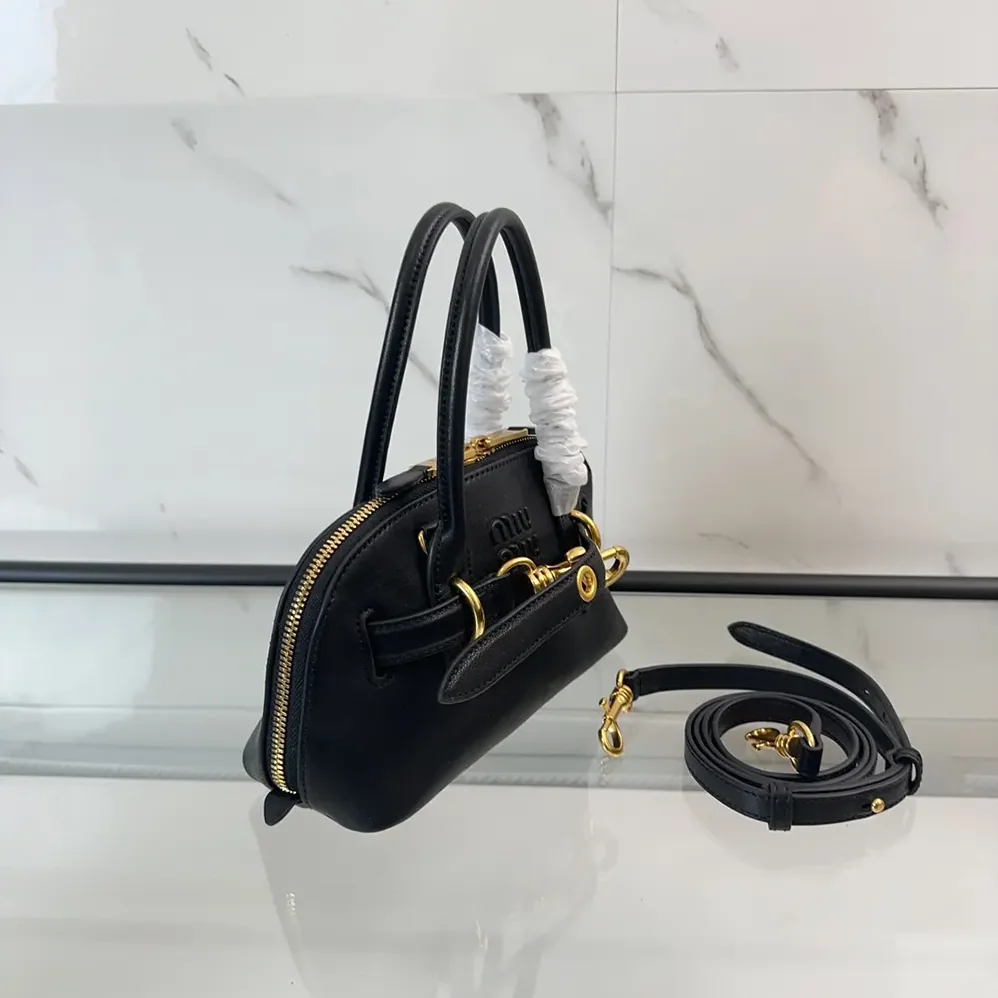 Miu Miu Aventure Nappa Leather Top-handle Bag for Women in Black Miu Miu Aventure Nappa Leather Top-handle Bag for Women in Black