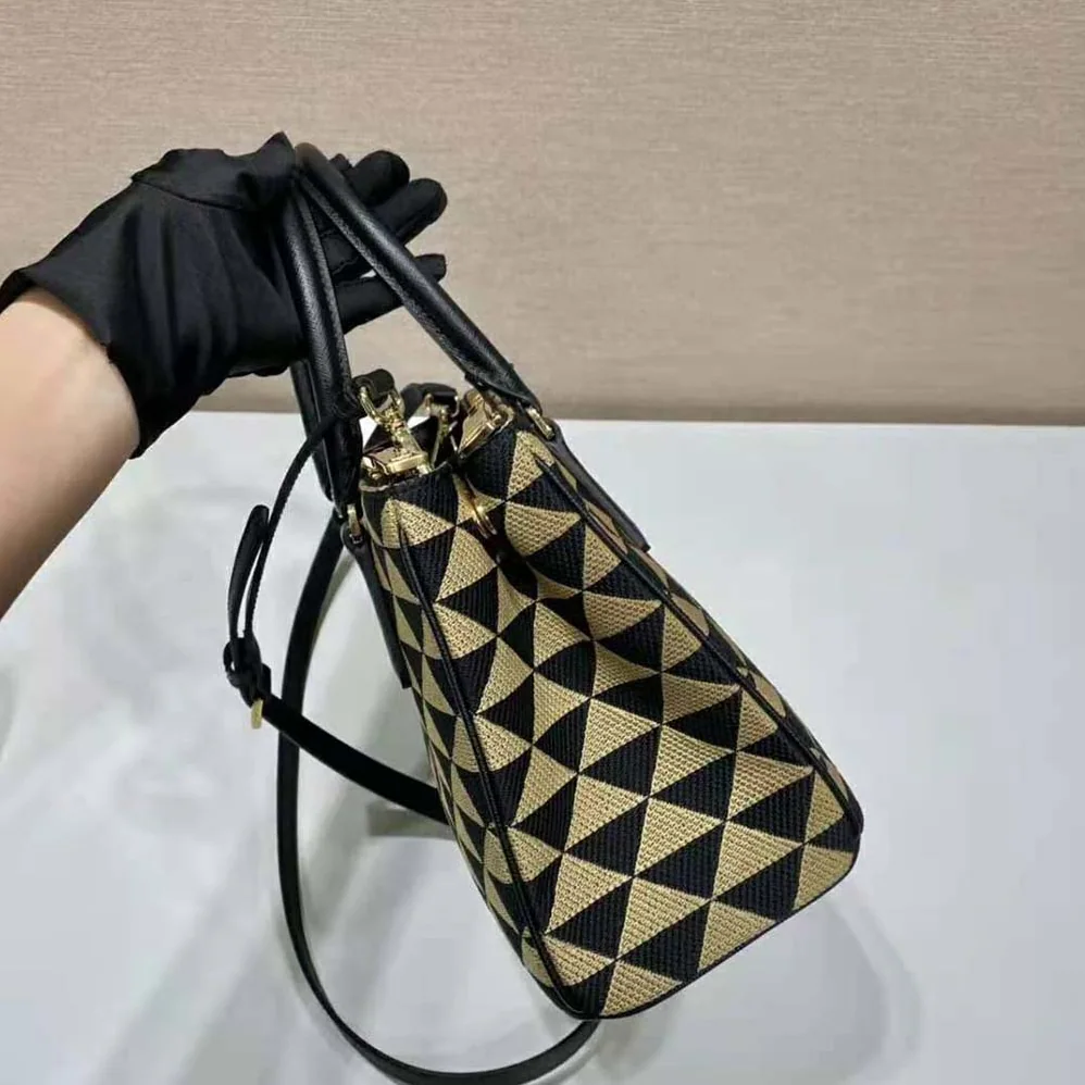 Prada Small Prada Galleria Jacquard Fabric Bag for Women in Brown Prada Small Prada Galleria Jacquard Fabric Bag for Women in Brown