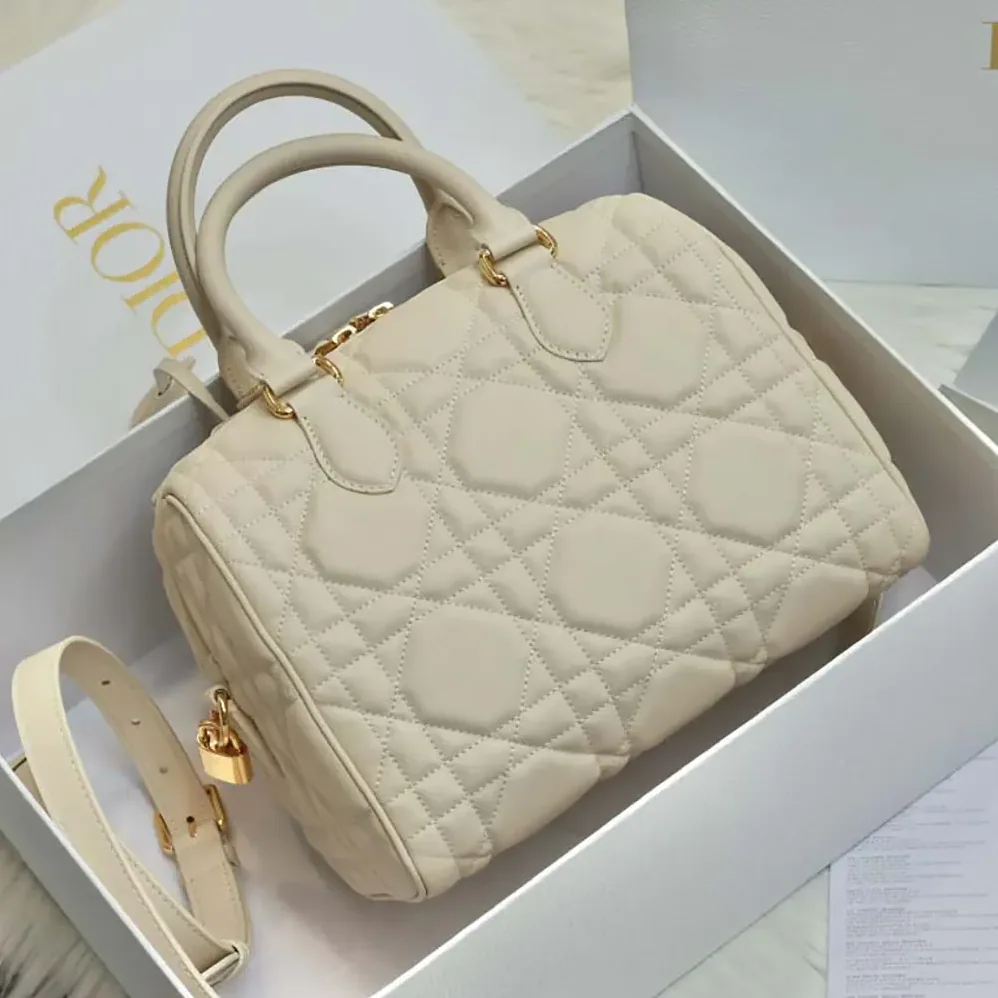 Dior Groove 25 Bag Dusty Ivory Macrocannage Calfskin for Women