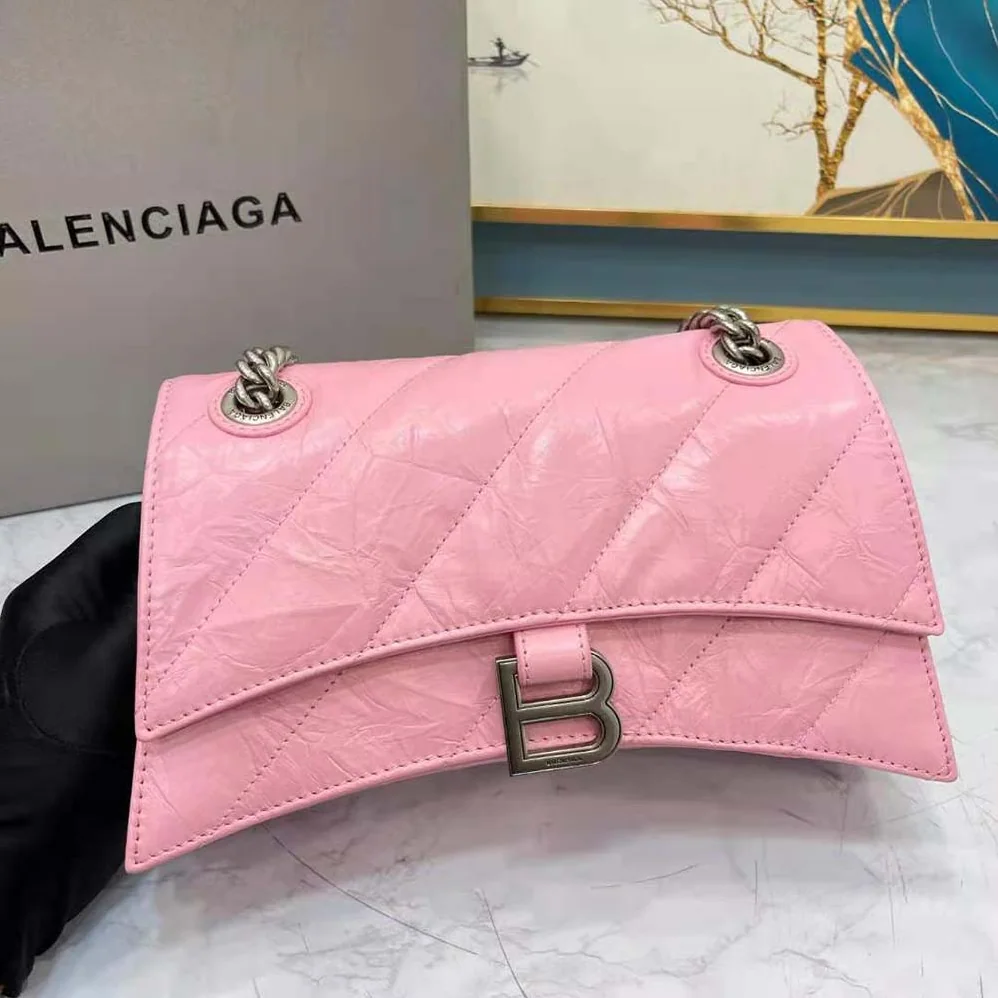 Balenciaga Crush Small Chain Bag Quilted in Optic Pink for Women